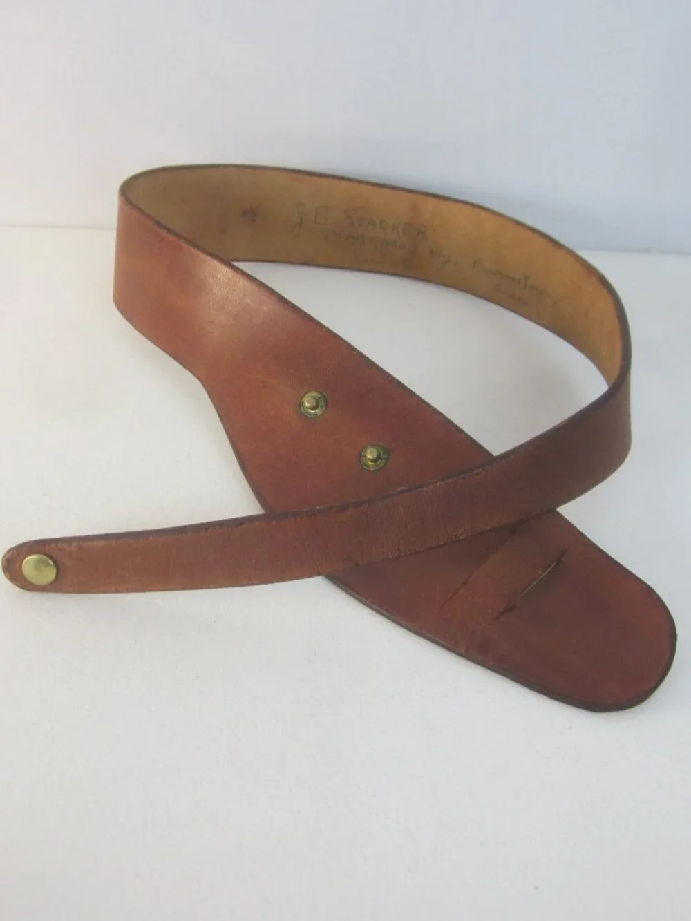 RARE 60s Vintage J.B. Starker Provincetown Handmade Brown Leather Belt XS 24-25